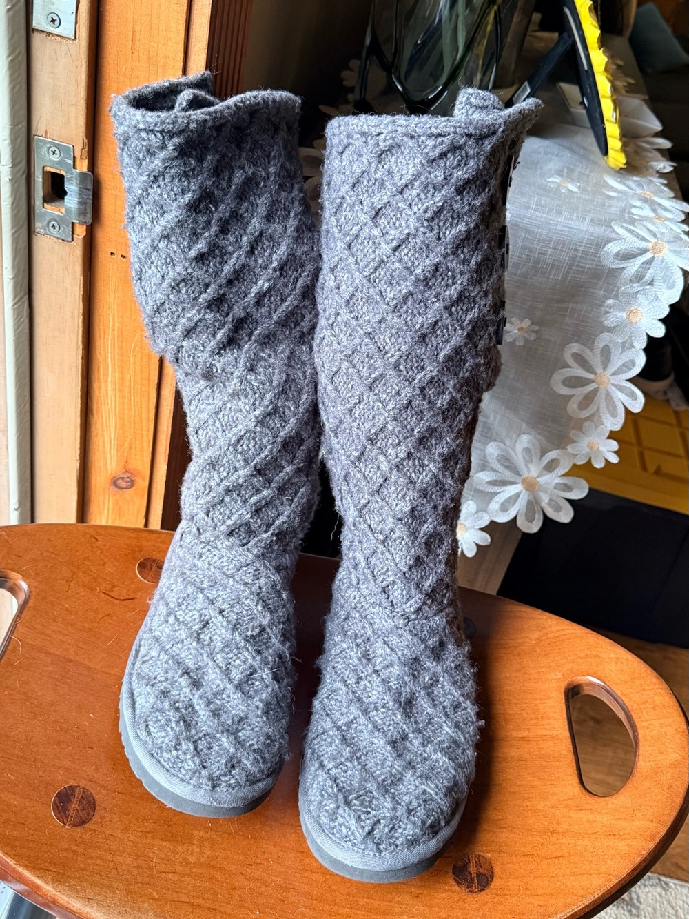 UGG Classic Cardy Gray Knit Tall Boots